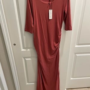 NWT MS light burgandy long maternity dress S